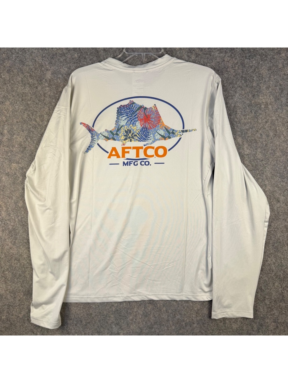 AFTCO Long Sleeve Fishing Shirt Pale Beige Sailfish Men’s Size Small NWT 383